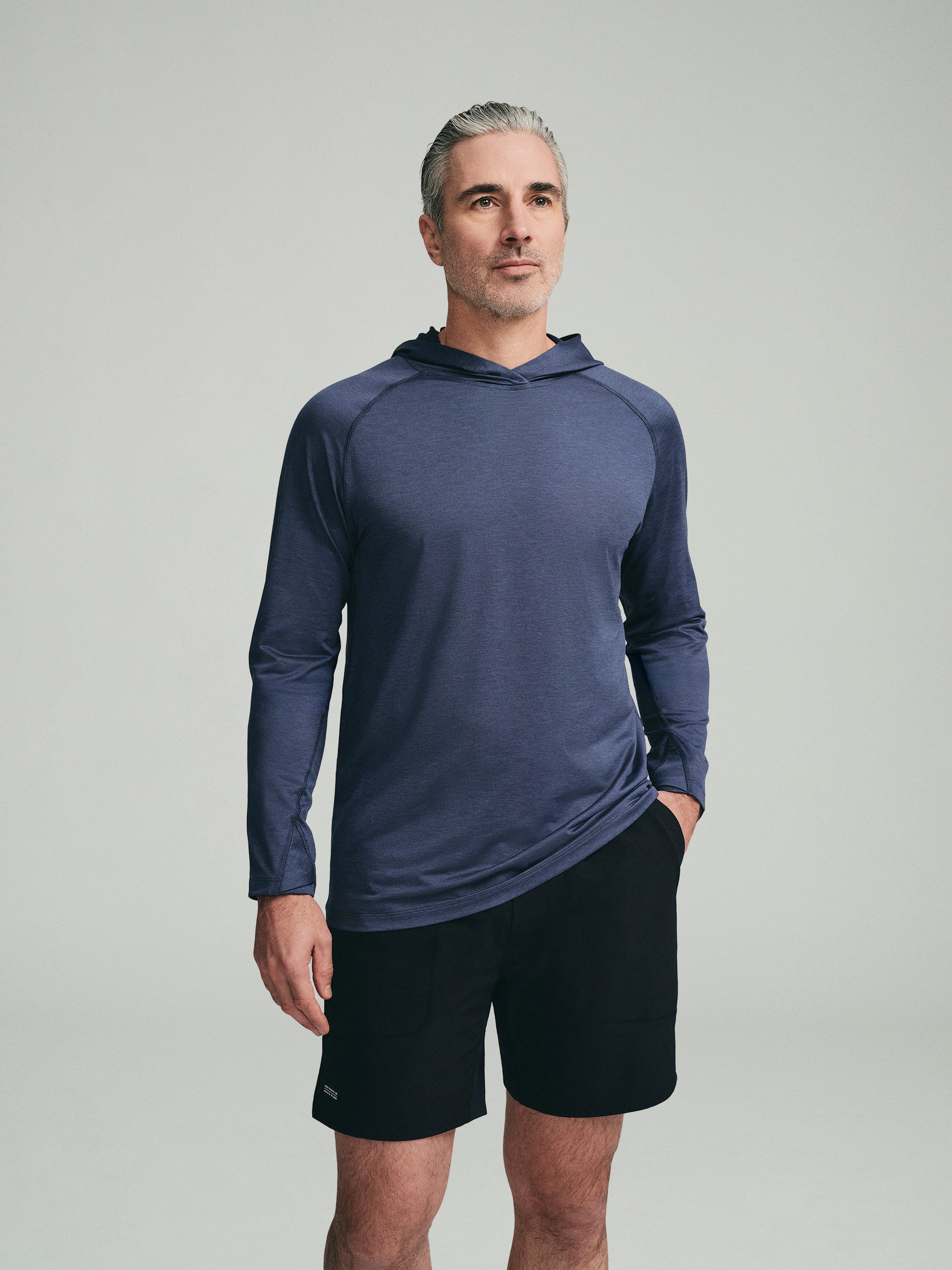 UPF 50 Performance Pullover Hoodie Tee - Navy - SODO